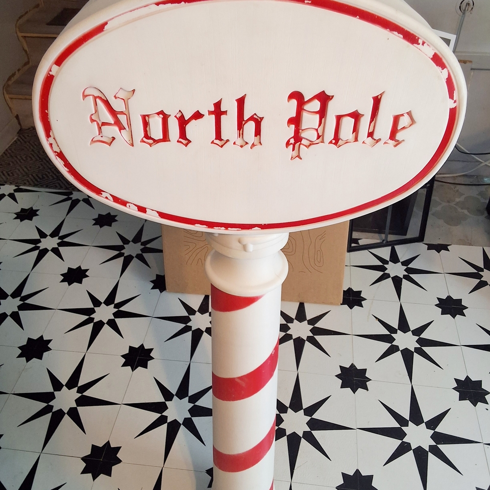Vintage Union Products 45" North Pole Blow Mold Decorative Sign
